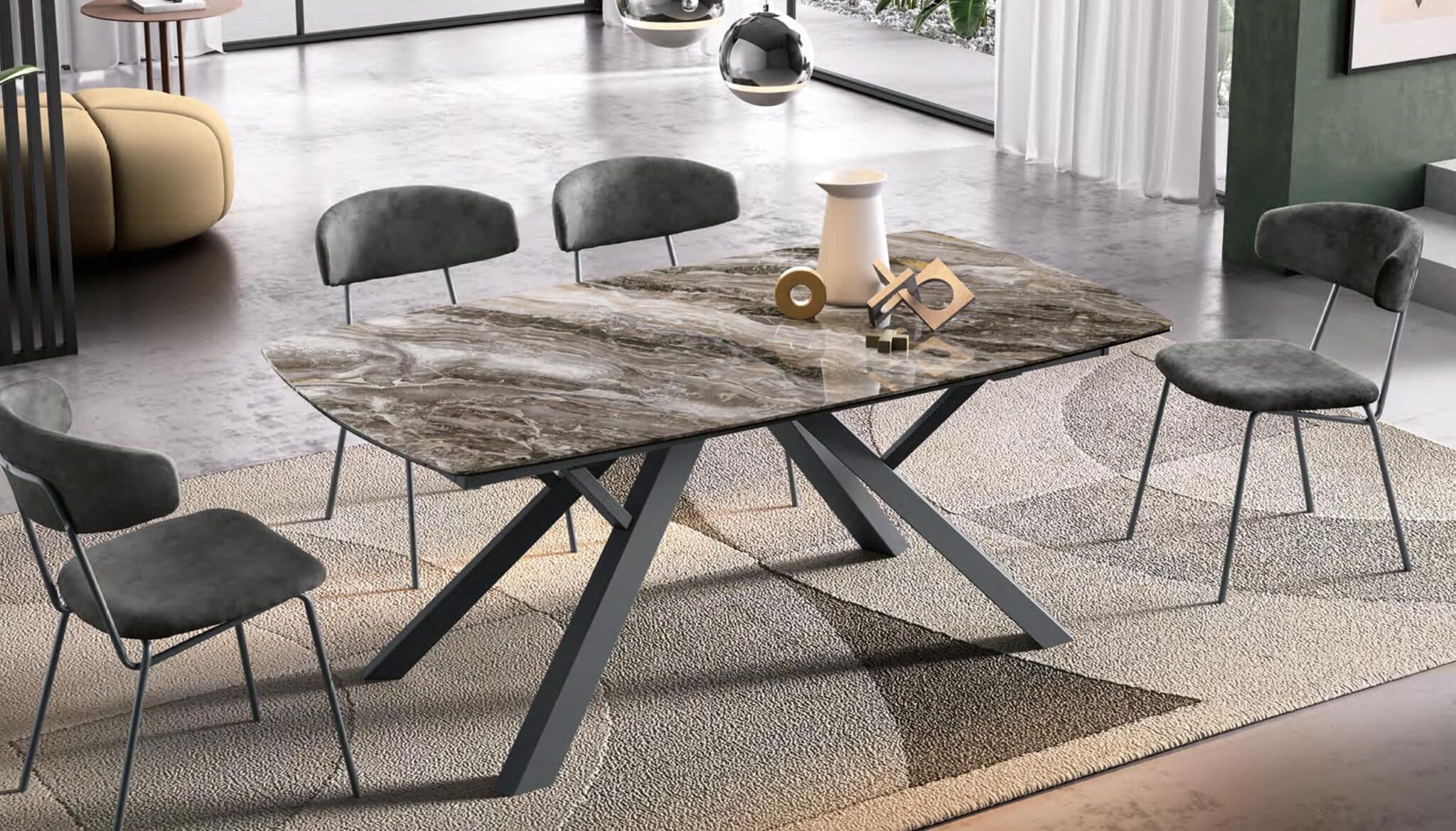 Tavolo York forma botte allungabile piano slim – Gipi Interiors